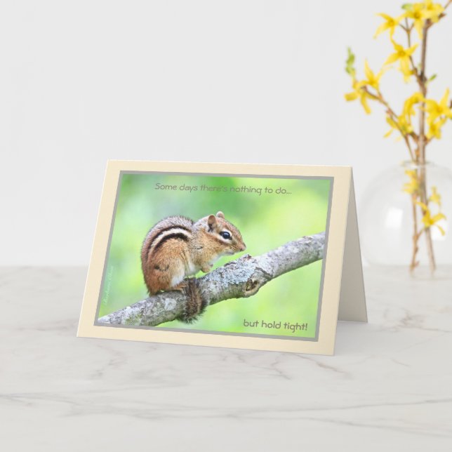 Hold Tight! Eastern Chipmunk: Card (Yellow Flower)