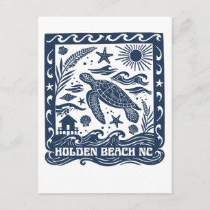 Holden Beach NC Sea Turtle Art Invitation Postcard