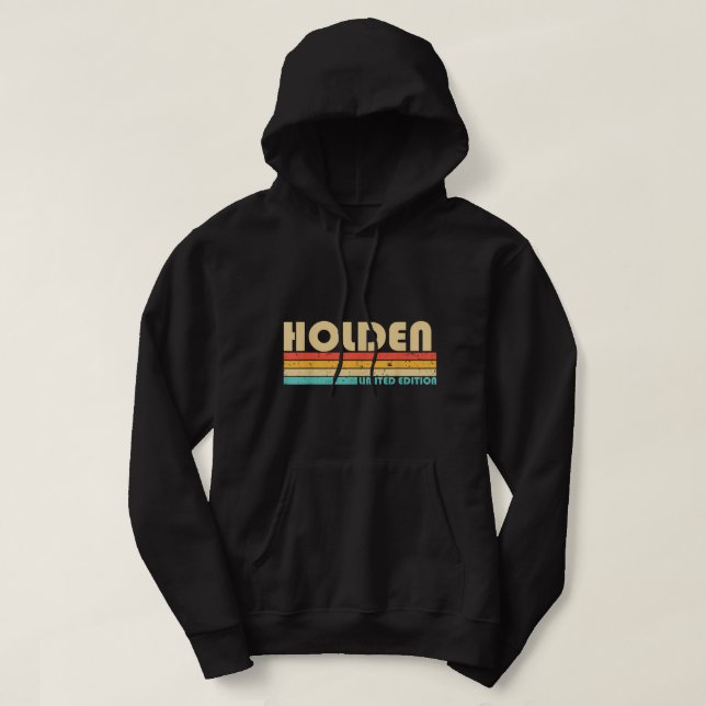 HOLDEN Name Personalised Funny Retro Vintage Birth Hoodie (Design Front)