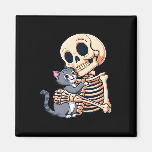 Holding A Cat Cute Halloween Costume Skull Cat Magnet