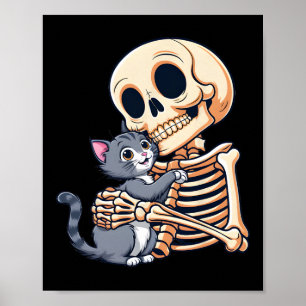 Holding A Cat Cute Halloween Costume Skull Cat  Poster