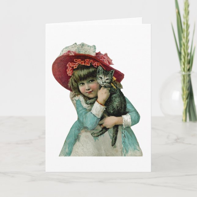 Holding a Christmas Kitten Holiday Card (Front)