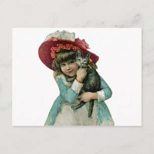 Holding a Christmas Kitten Holiday Postcard