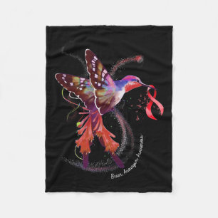 Holding Burgundy Ribbon Brain Aneurysm Awareness Fleece Blanket