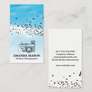 Holding Camera Birds in the Sky Business Card