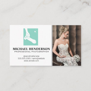 Holding Camera Logo   Model in Wedding Dress Business Card