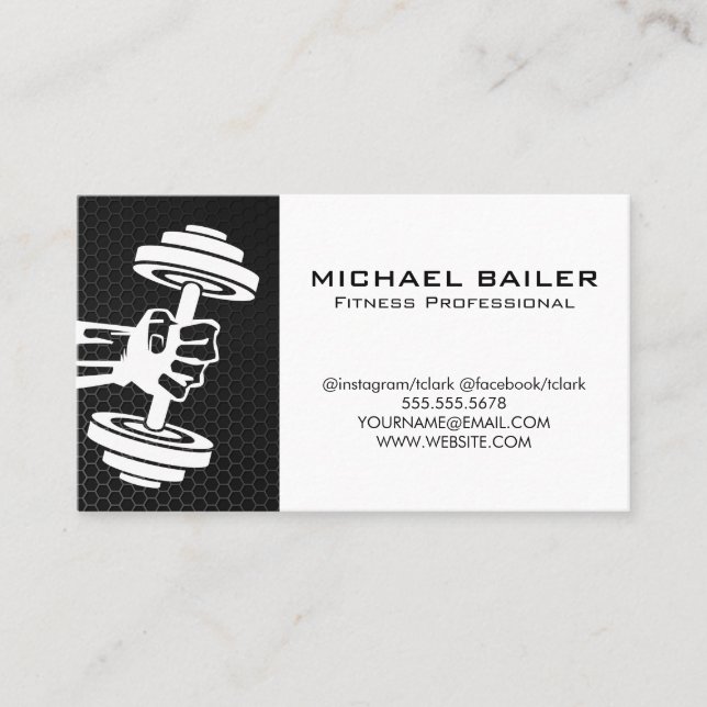 Holding Dumbbell Weight | Fitness Lifting Business Card (Front)