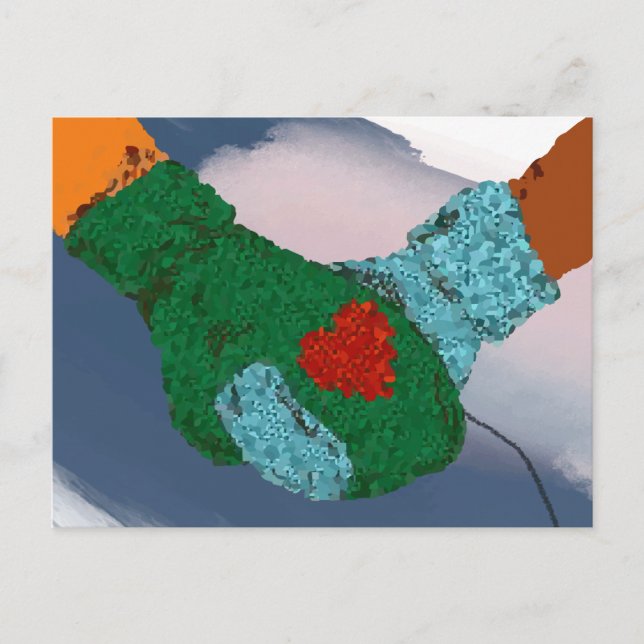 Holding hands couple art print, valentine gifts postcard (Front)