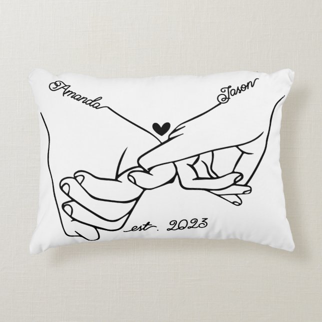 Holding Hands couple promise pillow, customise Decorative Cushion (Front)