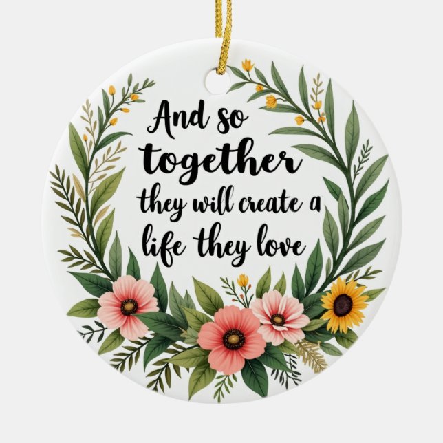 Holding hands life they love ceramic tree decoration (Front)
