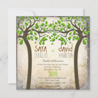 Holding Hands Trees Love Rustic Eco Wedding Invitation
