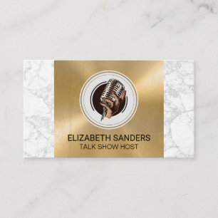 Holding Microphone   Marble Gold Metal Business Card