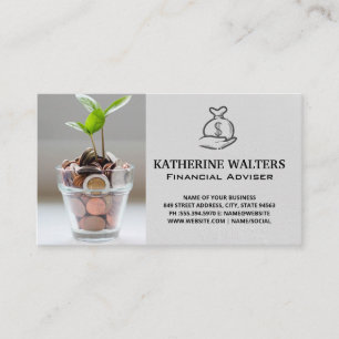 Holding Money Bag   Change Plant Business Card
