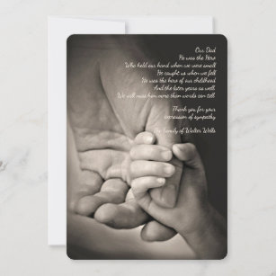 Holding My Hand Sympathy Thank You Card