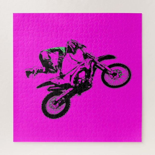 Holding On - Freestyle Motocross Stunt Jigsaw Puzzle (Vertical)
