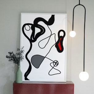 Holding Pattern: Abstract Black, White, Grey & Red Canvas Print