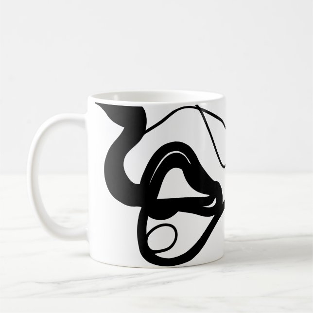 Holding Pattern: Abstract Black, White, Grey & Red Coffee Mug (Left)