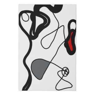 Holding Pattern: Abstract Black, White, Grey & Red Faux Canvas Print
