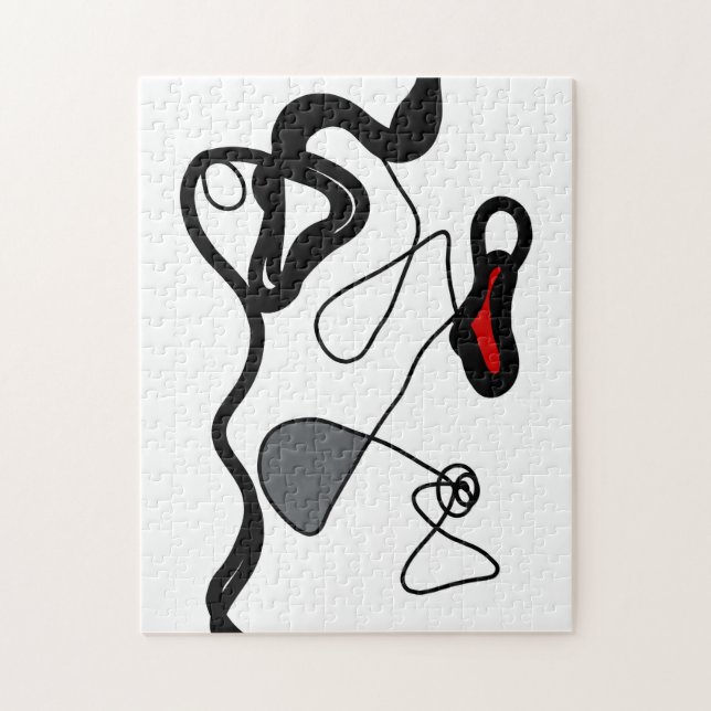 Holding Pattern: Abstract Black, White, Grey & Red Jigsaw Puzzle (Vertical)