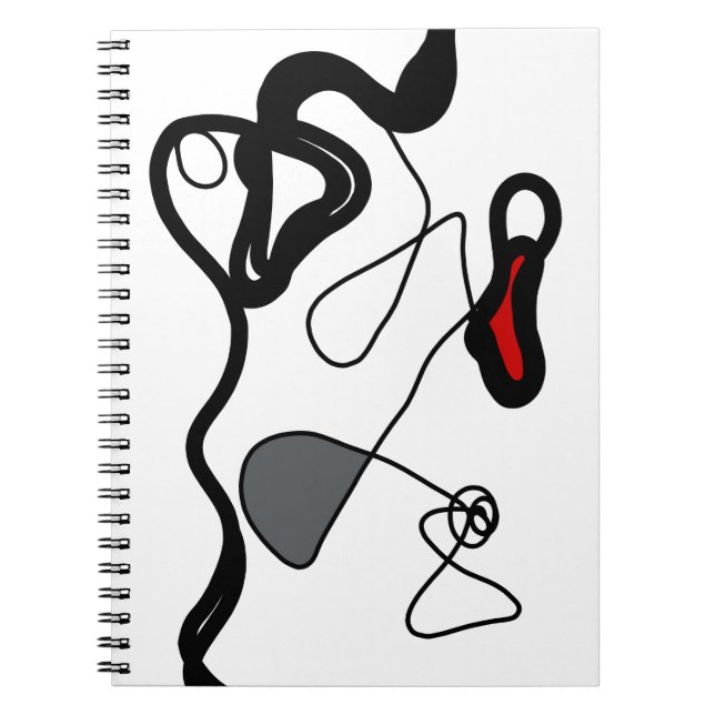 Holding Pattern: Abstract Black, White, Grey & Red Notebook (Front)