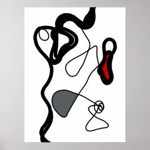 Holding Pattern: Abstract Black, White, Grey & Red Poster