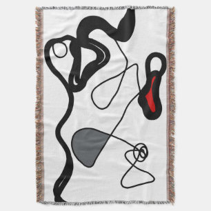 Holding Pattern: Abstract Black, White, Grey & Red Throw Blanket