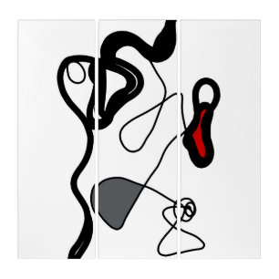 Holding Pattern: Abstract Black, White, Grey & Red Triptych