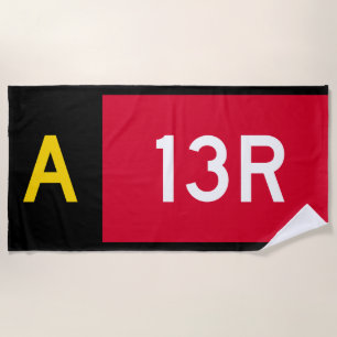 Holding Point Sign A13R Beach Towel