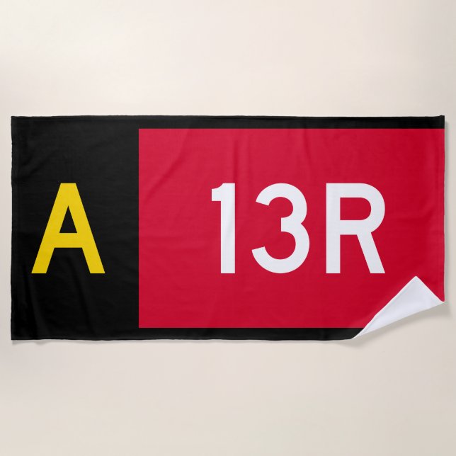 Holding Point Sign A13R Beach Towel (Front)