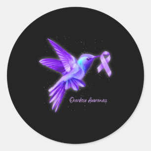 Holding Purple Ribbon Overdose Awareness 3 Classic Round Sticker