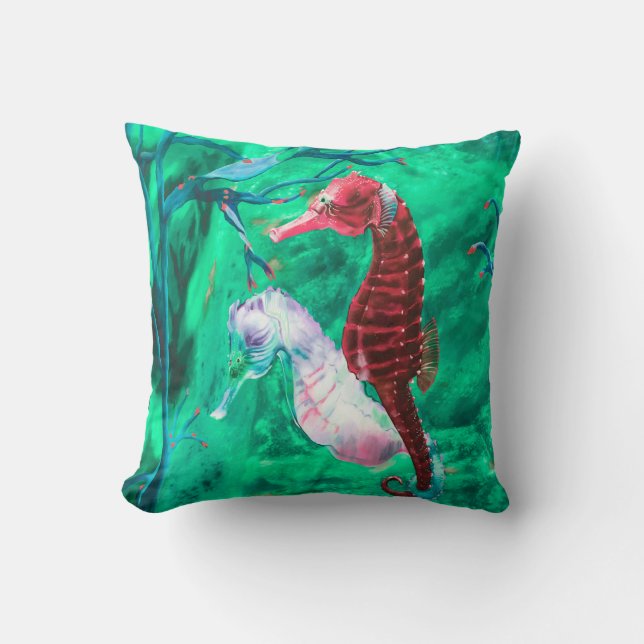 Holding Tails Throw Pillow (Front)