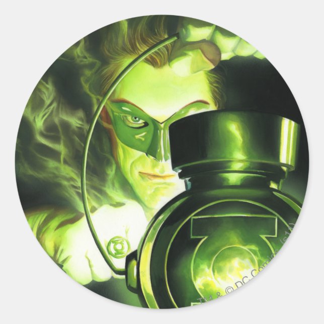 Holding the Green Lantern Classic Round Sticker (Front)
