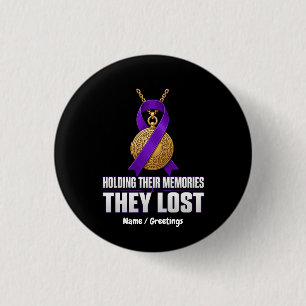 Holding Their Memories They Lost Purple Ribbon  3 Cm Round Badge