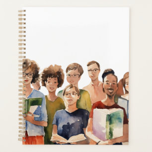 Holding up books planner