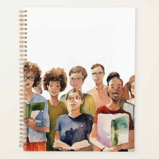 Holding up books planner