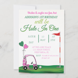 Hole and one golf 1st birthday Par-tee Invitation