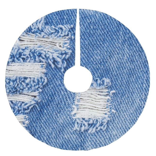Hole, denim jeans, ripped texture brushed polyester tree skirt (Front)