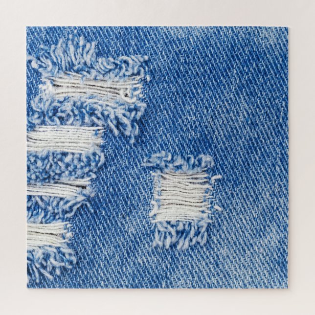 Hole, denim jeans, ripped texture jigsaw puzzle (Vertical)