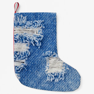 Hole, denim jeans, ripped texture small christmas stocking