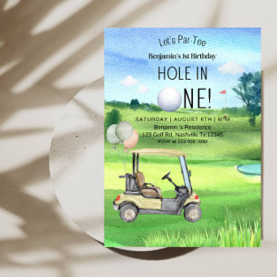 Hole in One 1st Birthday- Boy Golf First Birthday  Invitation