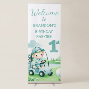 Hole in One 1st Birthday Boy Golf Par-tee Retractable Banner