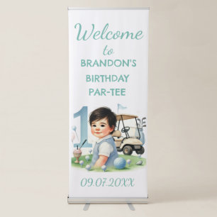 Hole in One 1st Birthday Boy Golf Par-tee Retractable Banner