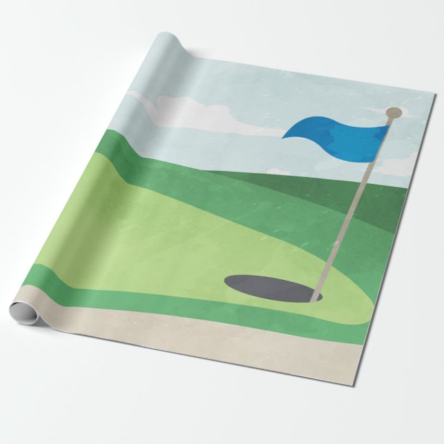 Hole in One Birthday Wrapping Paper, Golf Wrapping Paper (Unrolled)