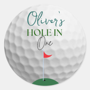 Hole in one boy first birthday  classic round sticker