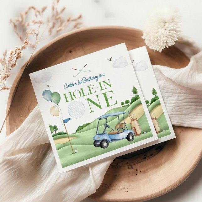 Hole In One Boy Golf First Birthday Par-Tee Napkin (Creator Uploaded)
