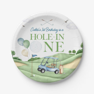 Hole In One Boy Golf First Birthday Par-Tee Paper Plate
