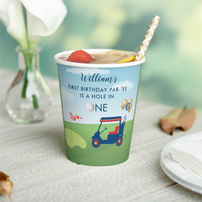 Hole In One Boy Golf Par-tee 1st Birthday  Paper Cups (Insitu)