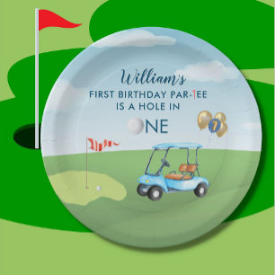 Hole In One Boy Golf  Par-tee 1st Birthday  Paper Plate