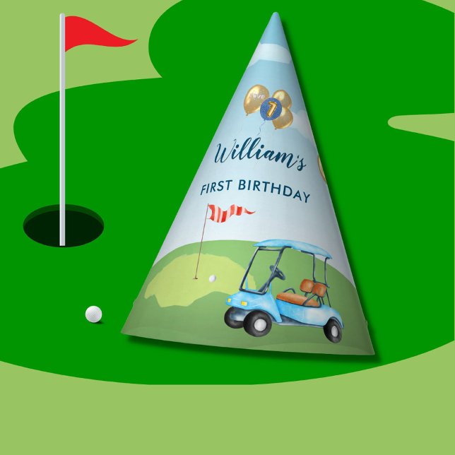 Hole In One Boy Golf Par-tee 1st Birthday  Party Hat (Creator Uploaded)