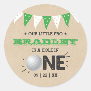 Hole In One Boys Golf 1st Birthday Par-tee Classic Round Sticker